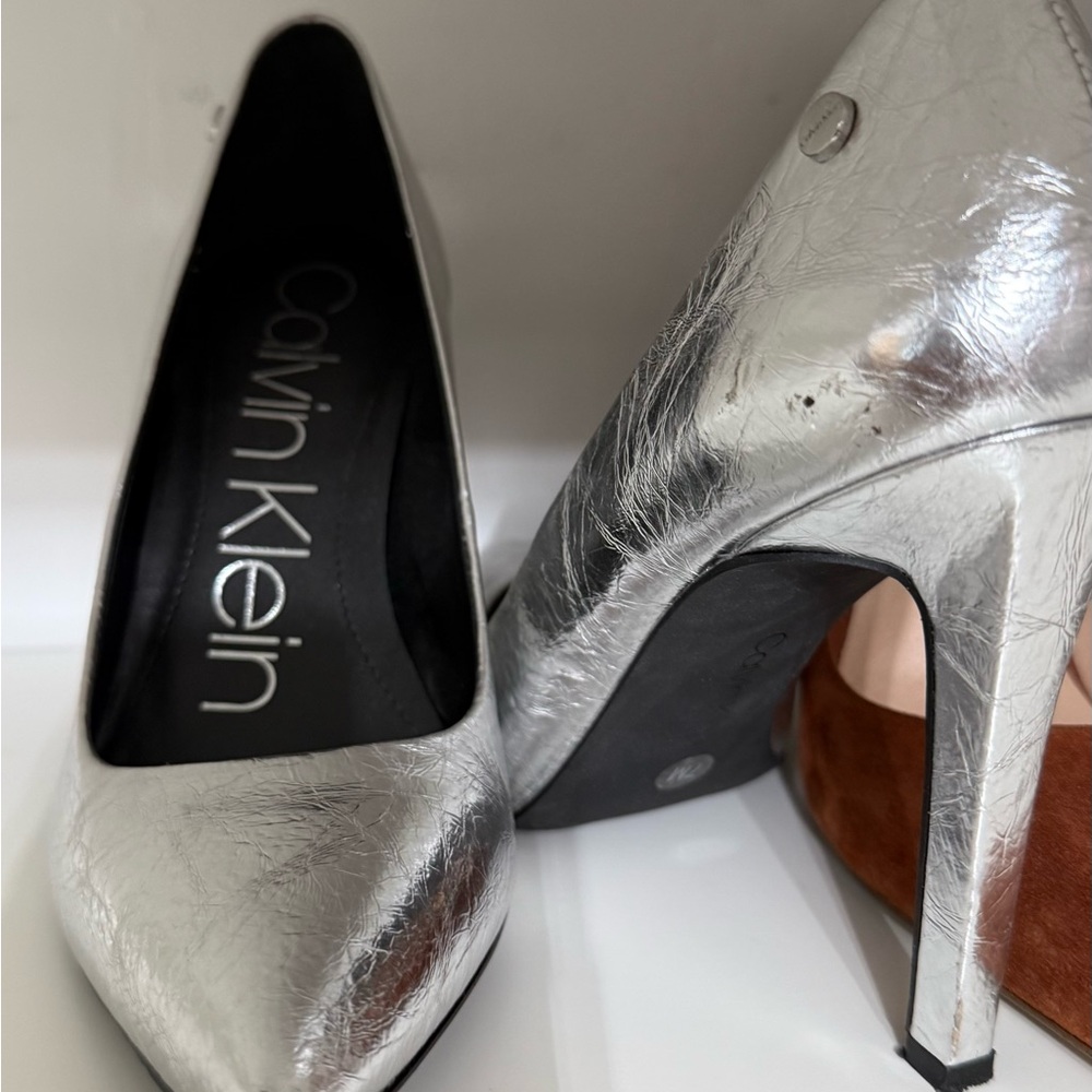 Calvin Klein Shiny Silver Heels